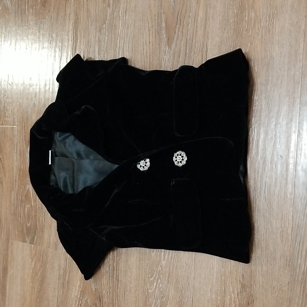 (XS) SUZY Suzy Sheir Black Velvet Victorian Gotu Medieval Mid-Century Modern